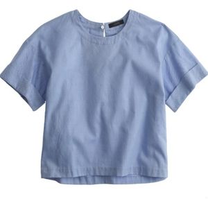 J. Crew Cotton Oxford Cloth Cropped Top